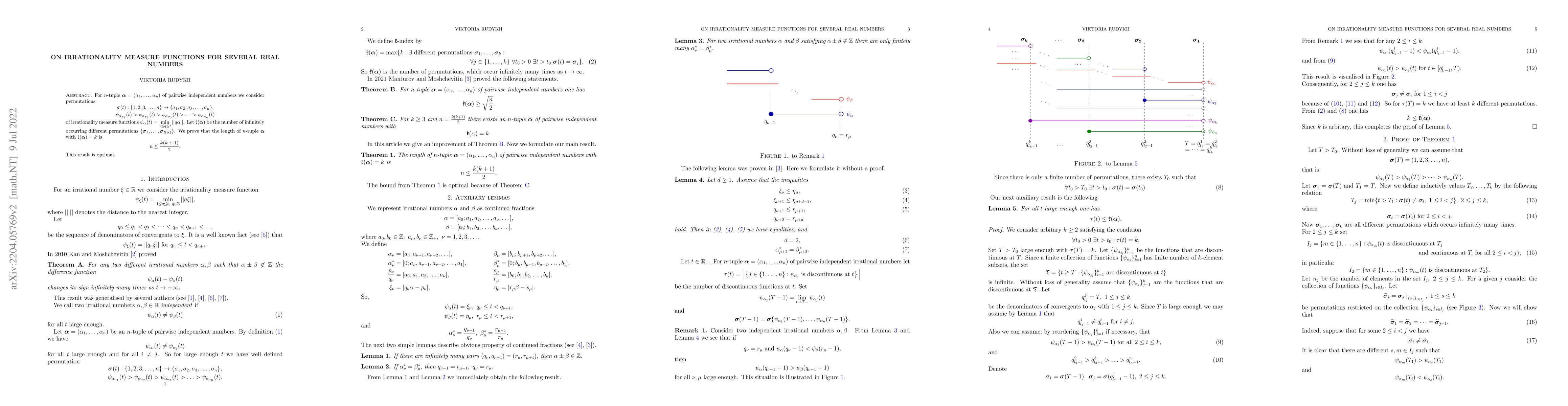 Thumbnail for On irrationality measure functions for several real numbers