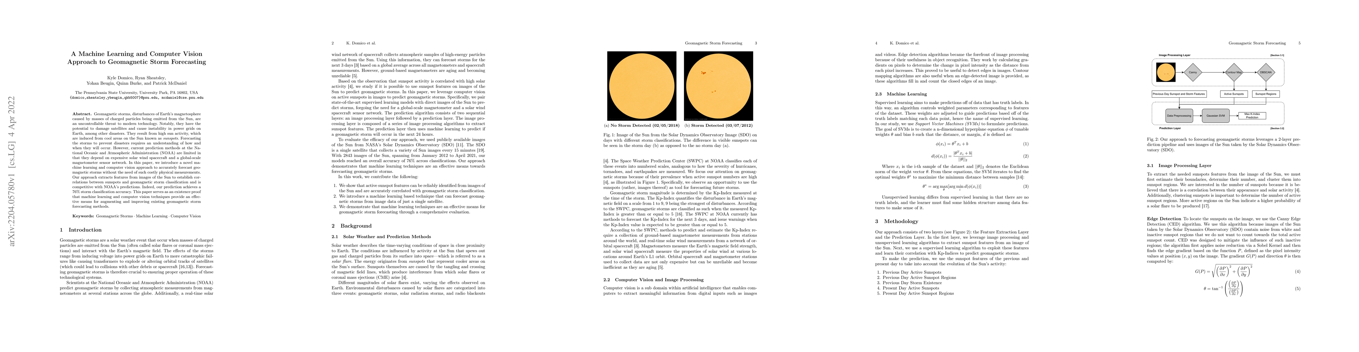 Thumbnail for A Machine Learning and Computer Vision Approach to Geomagnetic Storm
  Forecasting