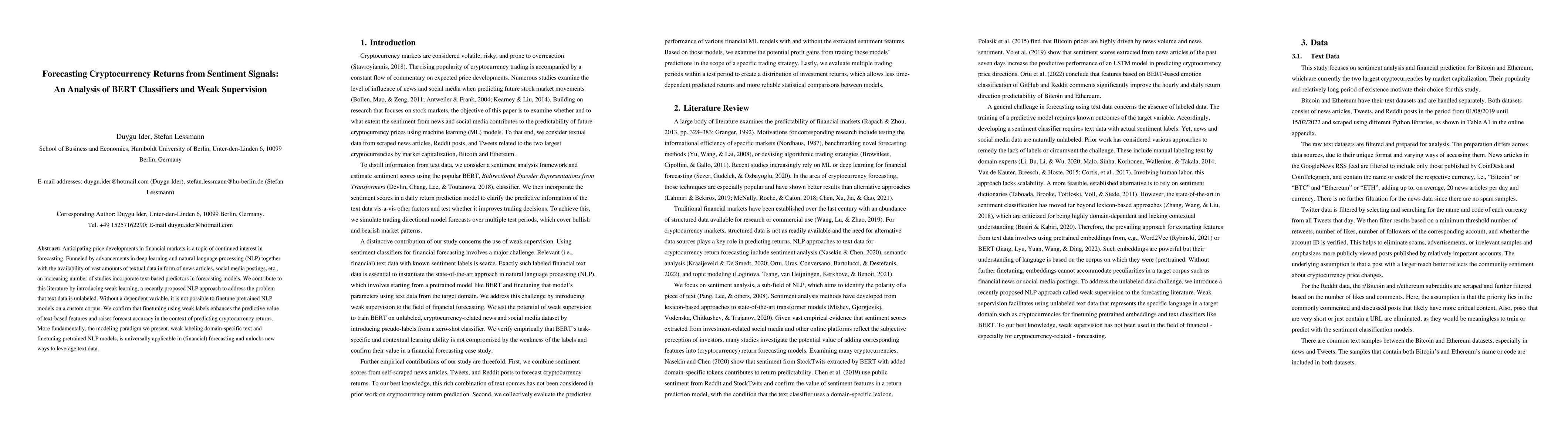 Thumbnail for Forecasting Cryptocurrency Returns from Sentiment Signals: An Analysis
  of BERT Classifiers and Weak Supervision