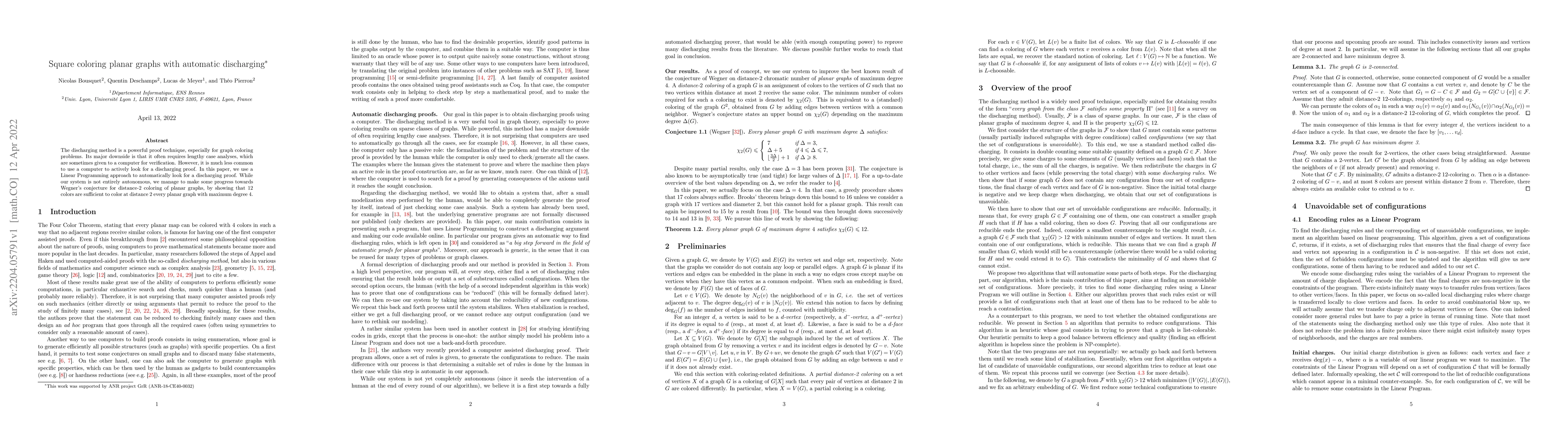 Thumbnail for Square coloring planar graphs with automatic discharging