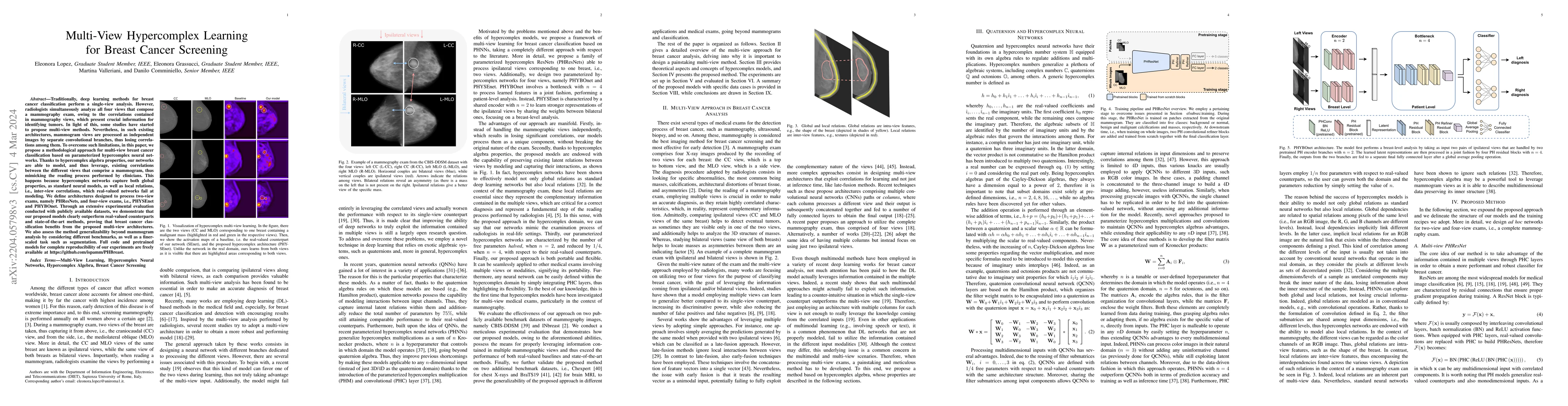 Thumbnail for Multi-View Hypercomplex Learning for Breast Cancer Screening