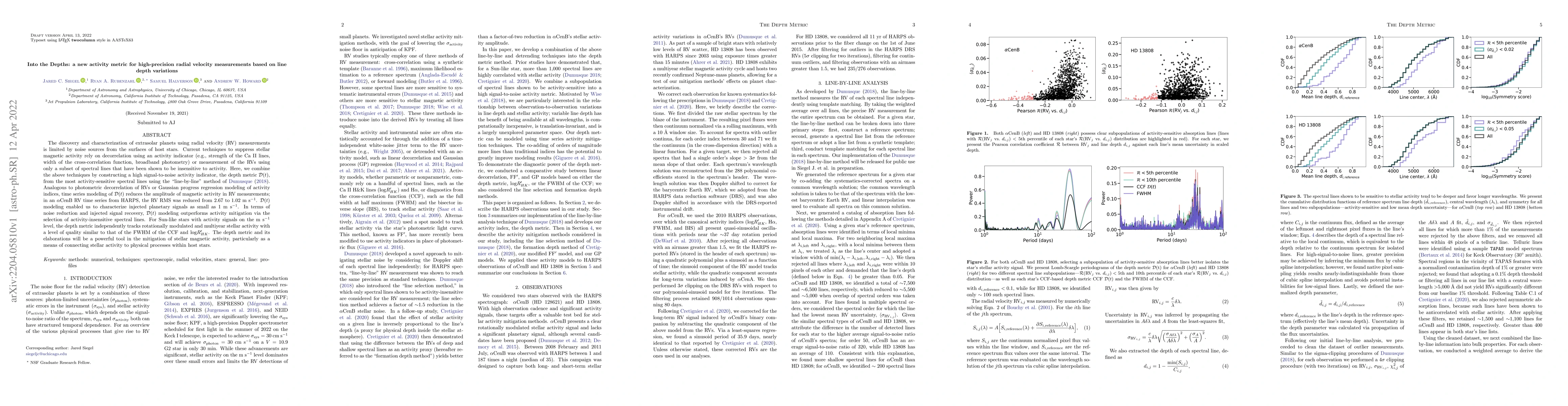 Thumbnail for Into the Depths: a new activity metric for high-precision radial
  velocity measurements based on line depth variations