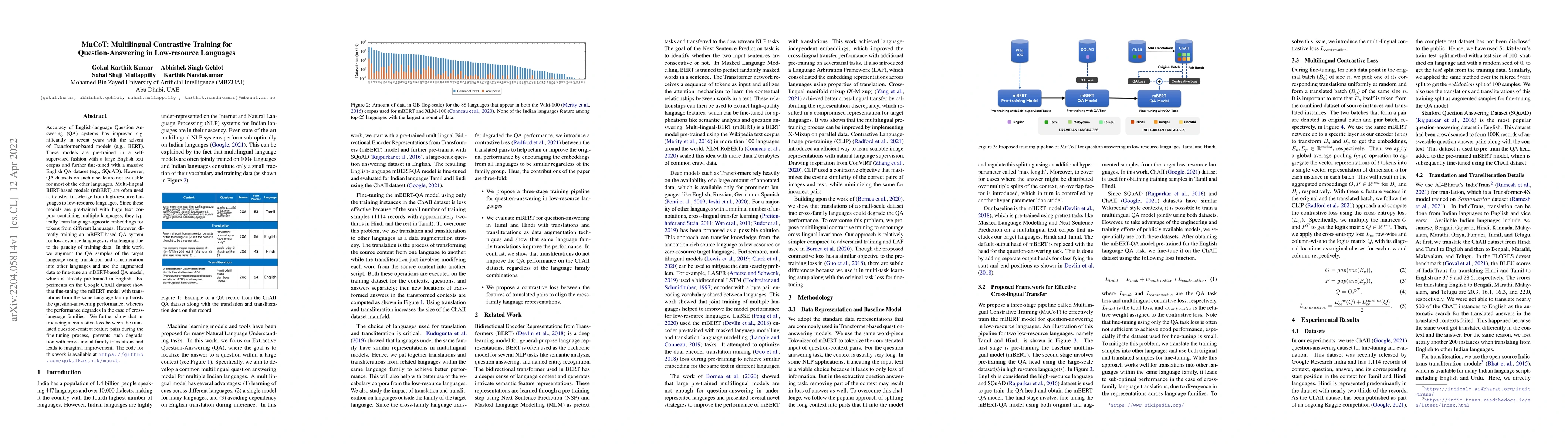 Thumbnail for MuCoT: Multilingual Contrastive Training for Question-Answering in
  Low-resource Languages