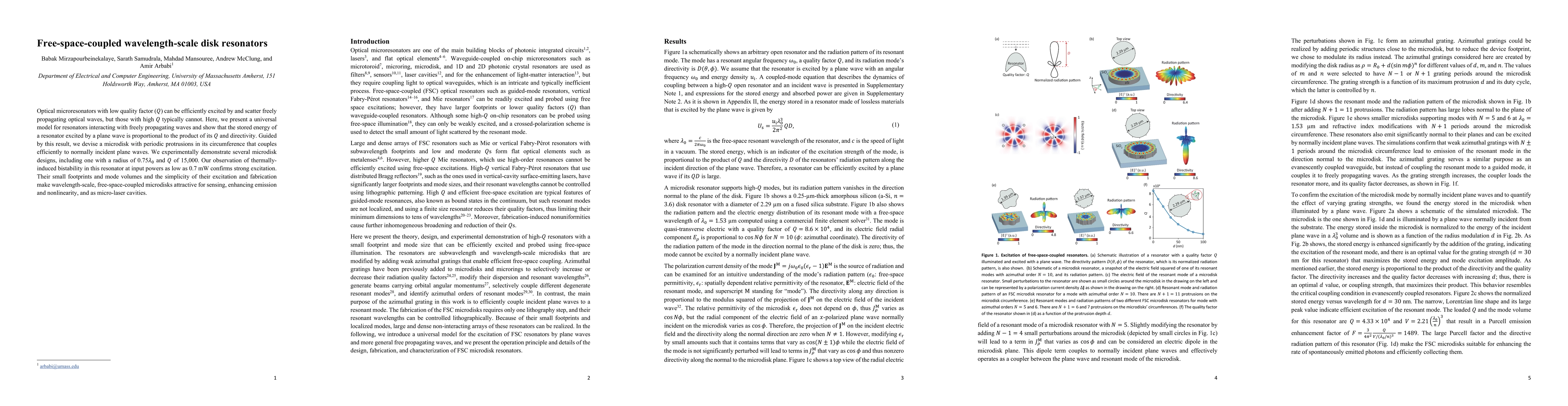 Thumbnail for Free-space-coupled wavelength-scale disk resonators