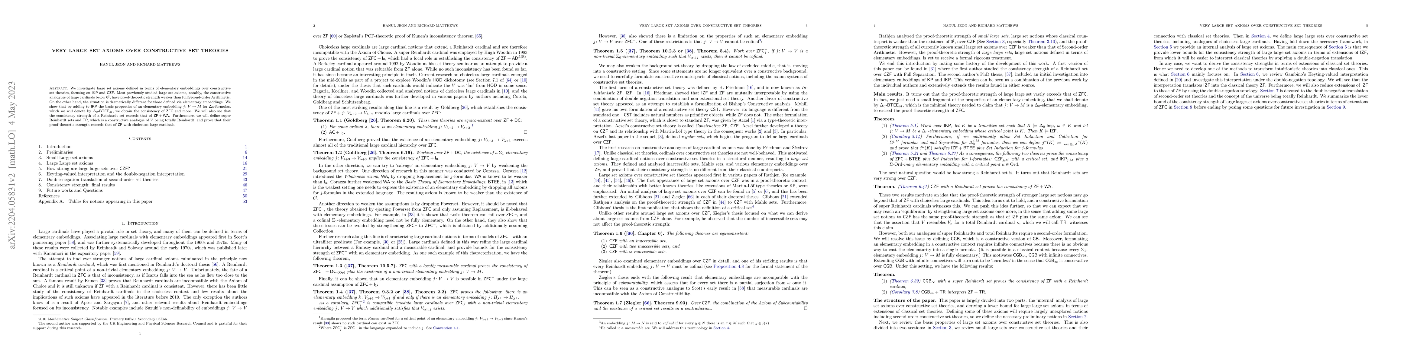 Thumbnail for Very large set axioms over constructive set theories