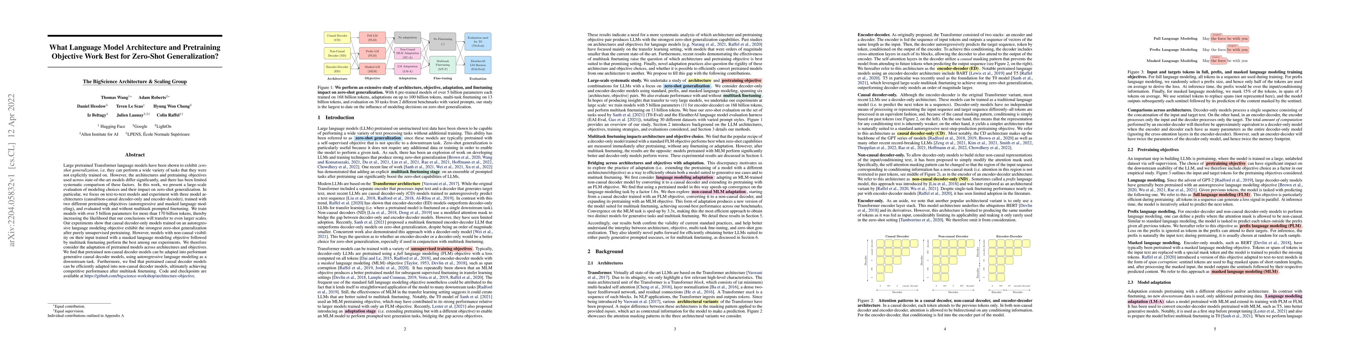 Thumbnail for What Language Model Architecture and Pretraining Objective Work Best for
  Zero-Shot Generalization?