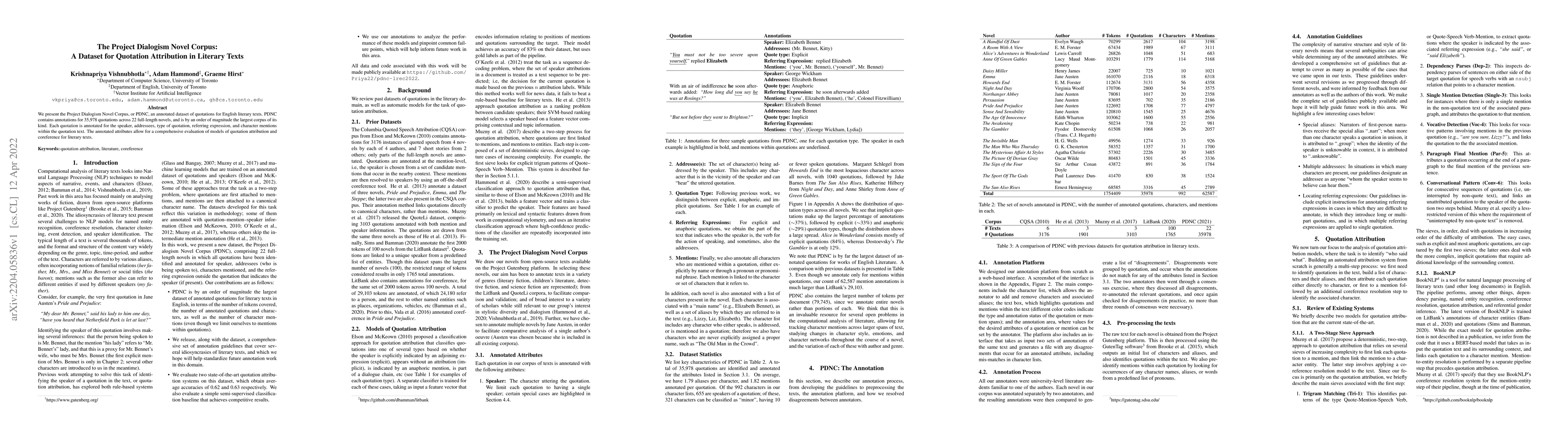 Thumbnail for The Project Dialogism Novel Corpus: A Dataset for Quotation Attribution
  in Literary Texts