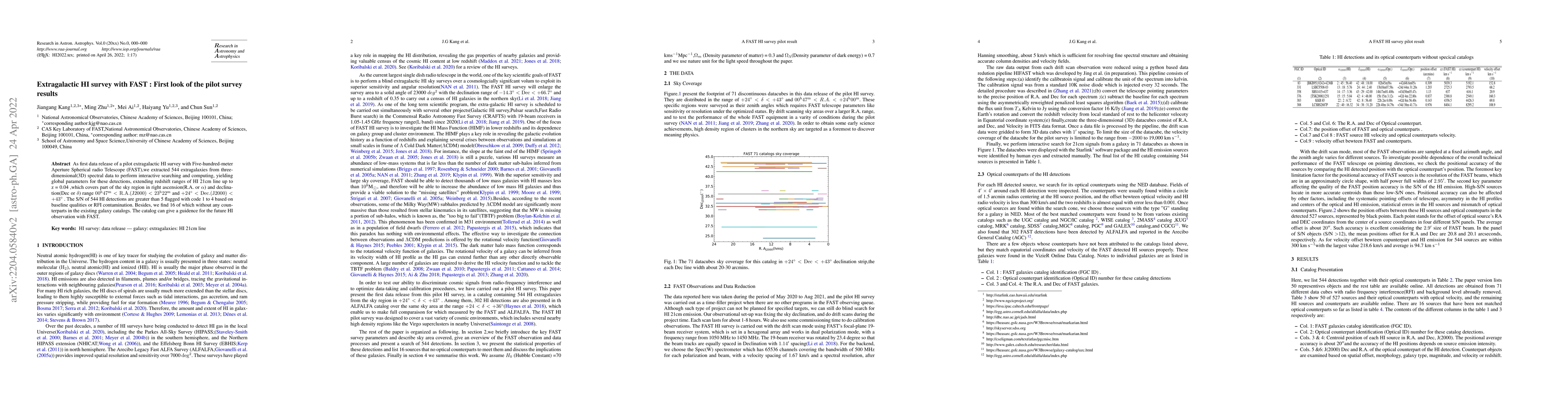 Thumbnail for Extragalactic HI survey with FAST : First look of the pilot survey
  results