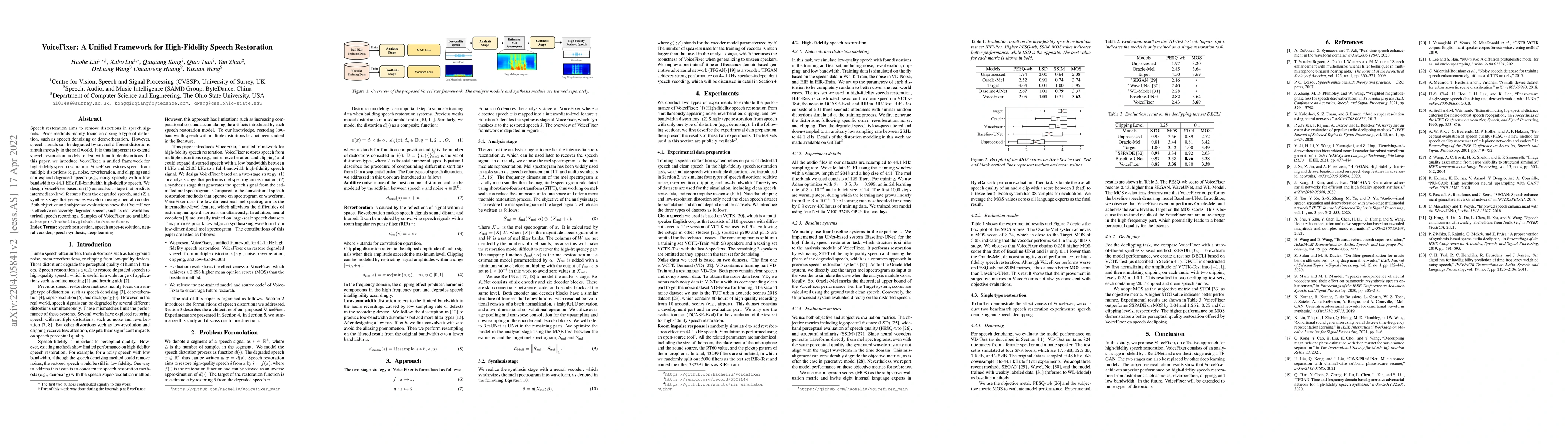 Thumbnail for VoiceFixer: A Unified Framework for High-Fidelity Speech Restoration