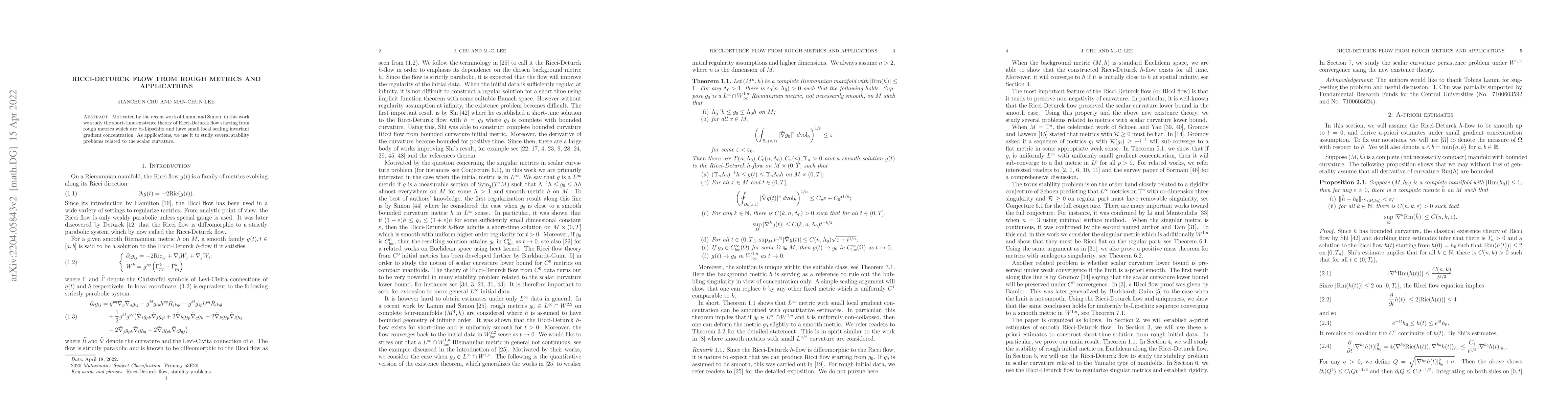 Thumbnail for Ricci-Deturck flow from rough metrics and applications