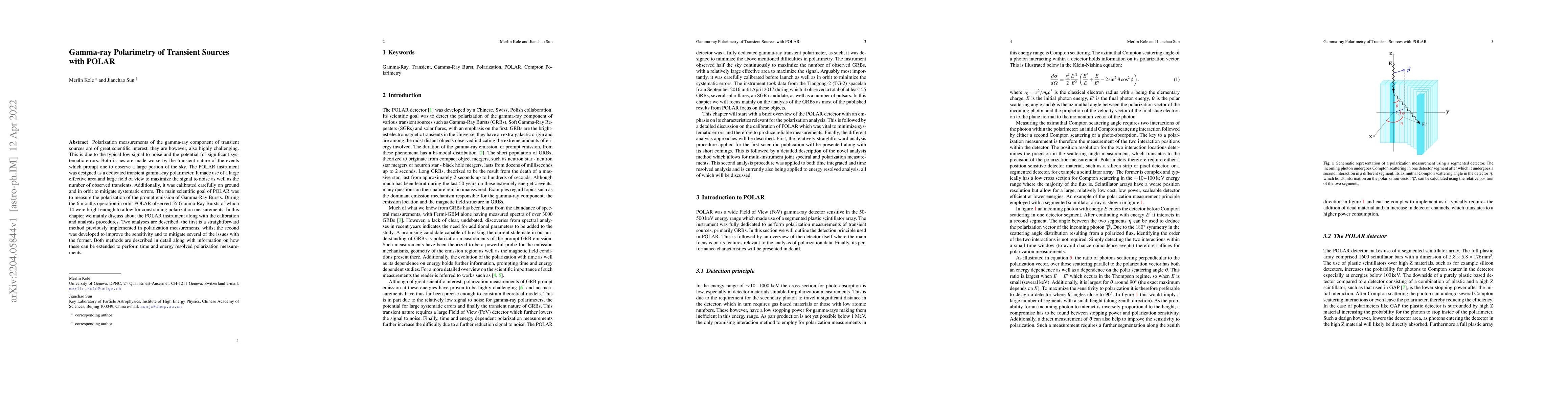 Thumbnail for Gamma-ray Polarimetry of Transient Sources with POLAR