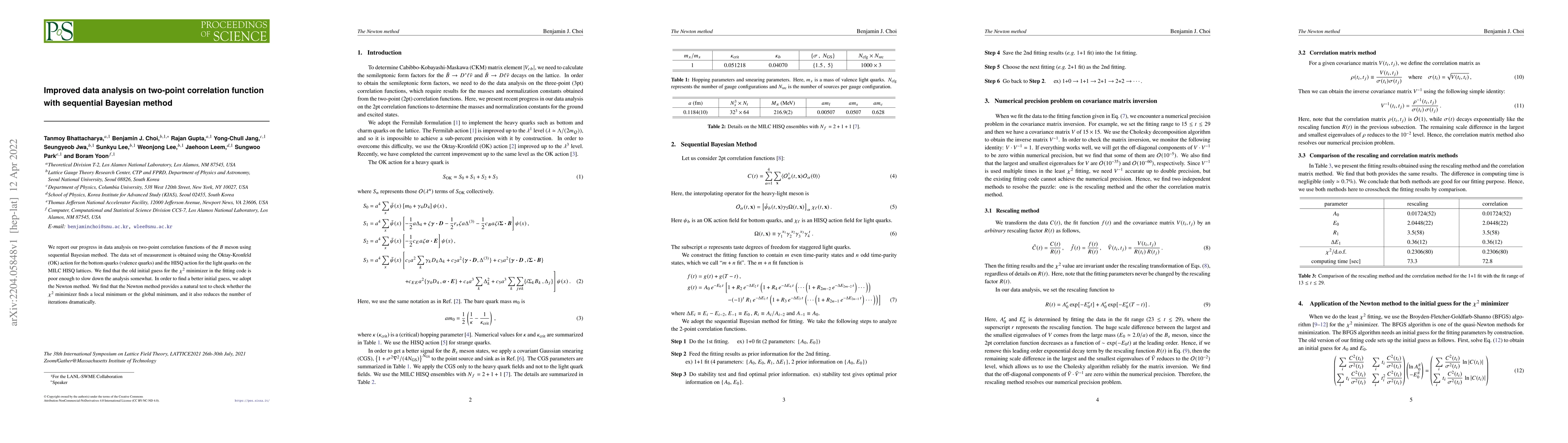 Thumbnail for Improved data analysis on two-point correlation function with sequential
  Bayesian method