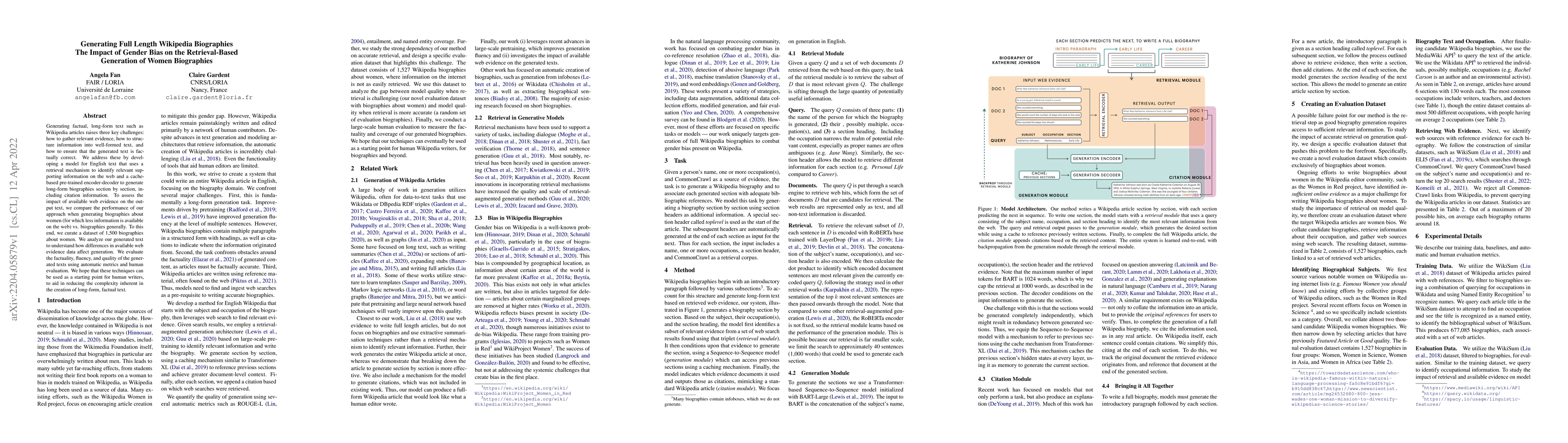 Thumbnail for Generating Full Length Wikipedia Biographies: The Impact of Gender Bias
  on the Retrieval-Based Generation of Women Biographies