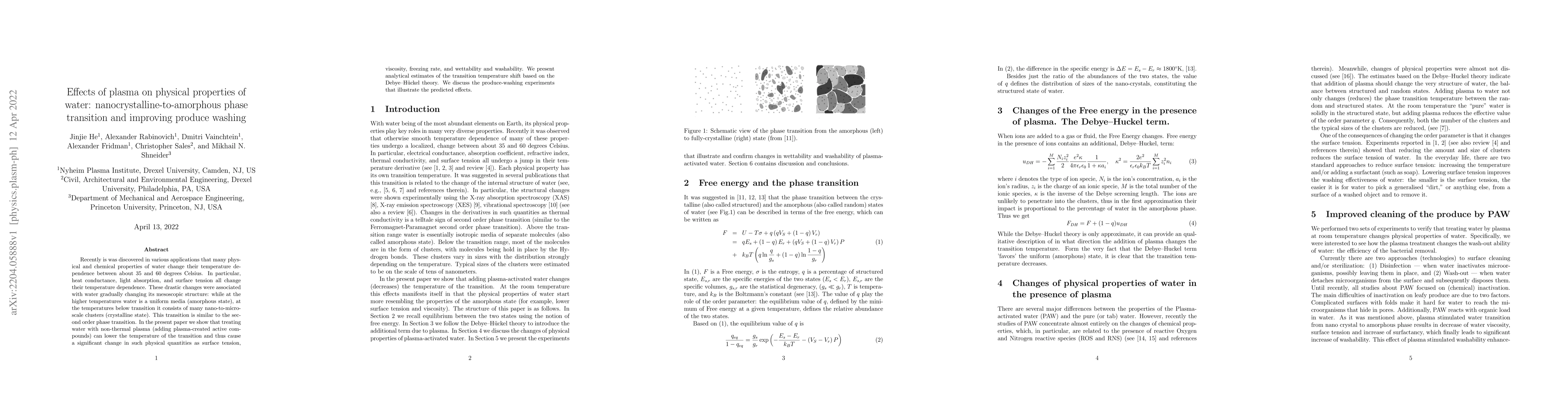 Thumbnail for Effects of plasma on physical properties of water:
  nanocrystalline-to-amorphous phase transition and improving produce washing