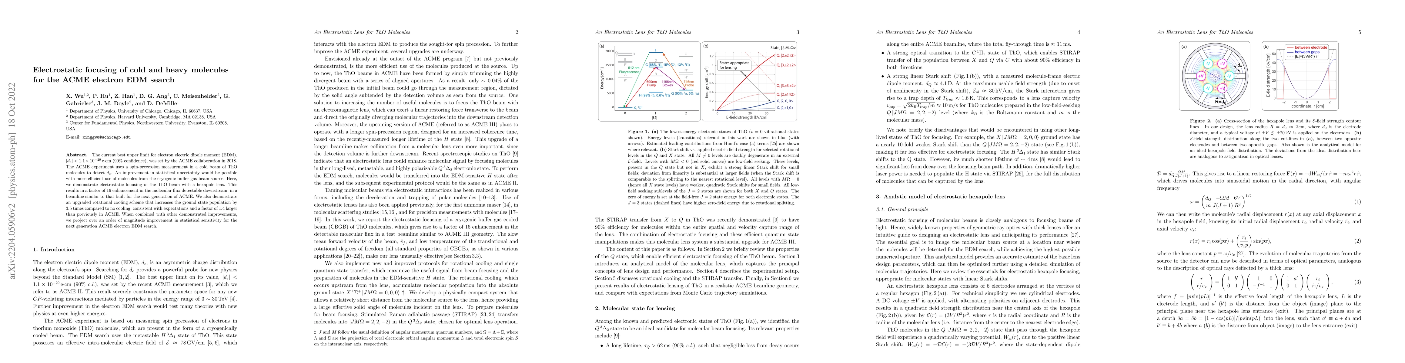 Thumbnail for Electrostatic focusing of cold and heavy molecules for the ACME electron
  EDM search
