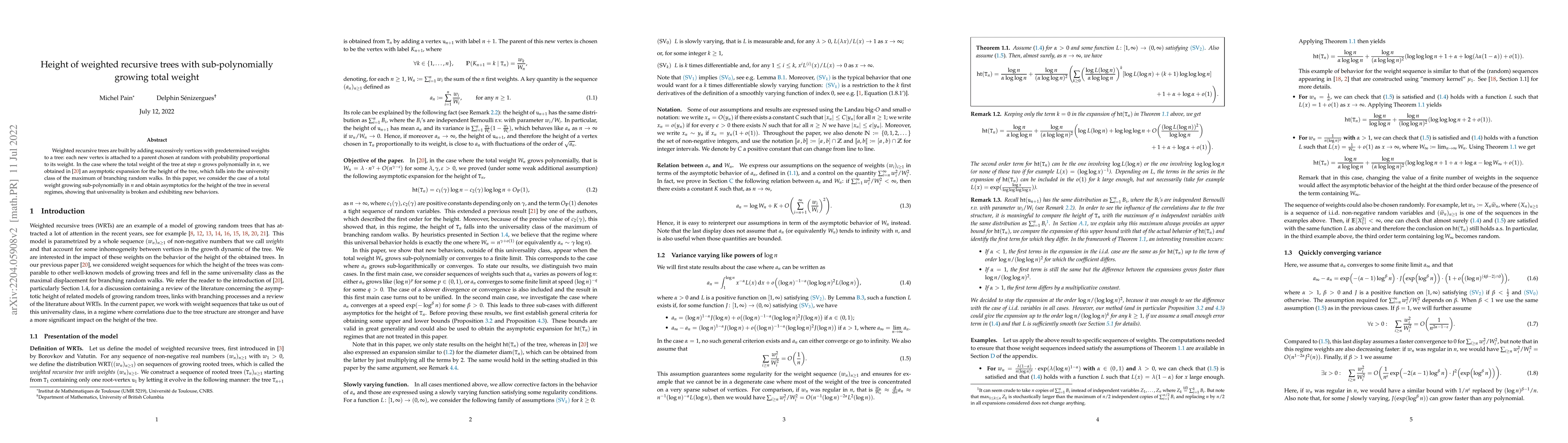Thumbnail for Height of weighted recursive trees with sub-polynomially growing total
  weight