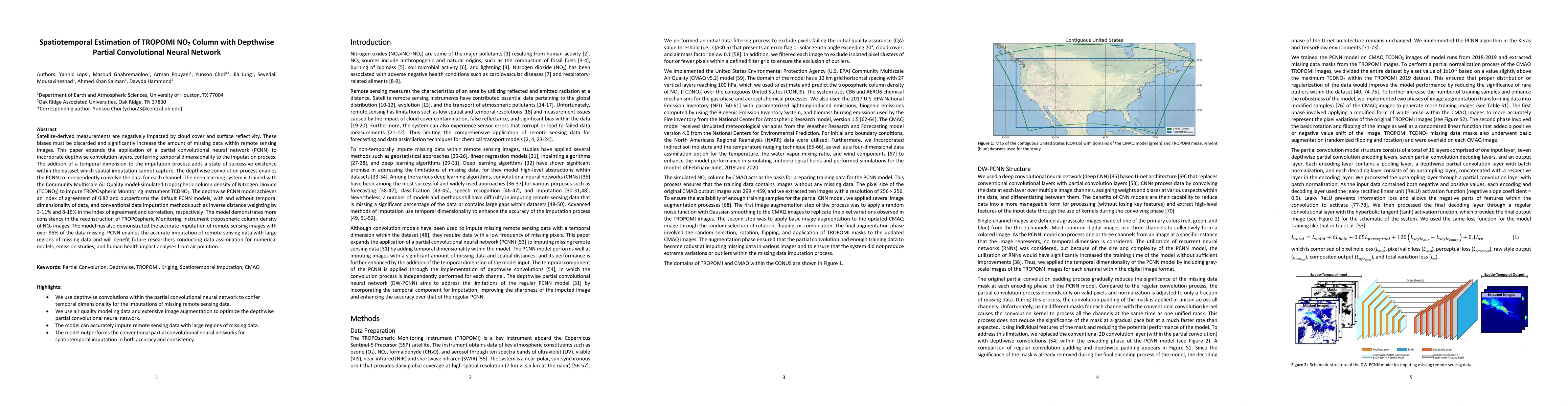Thumbnail for Spatiotemporal Estimation of TROPOMI NO2 Column with Depthwise Partial
  Convolutional Neural Network