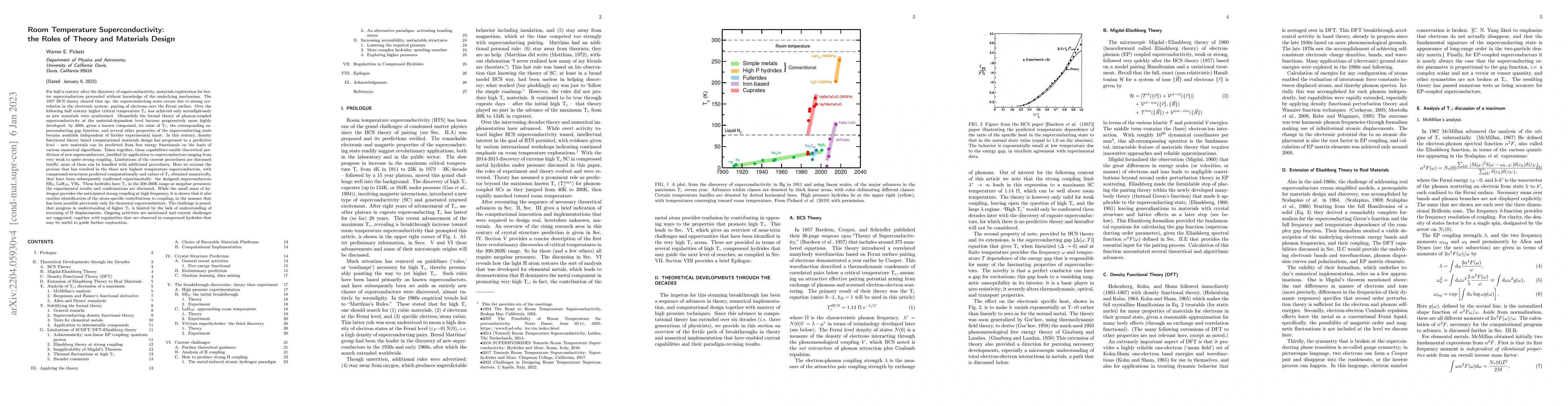 Thumbnail for Room Temperature Superconductivity: the Roles of Theory and Materials
  Design