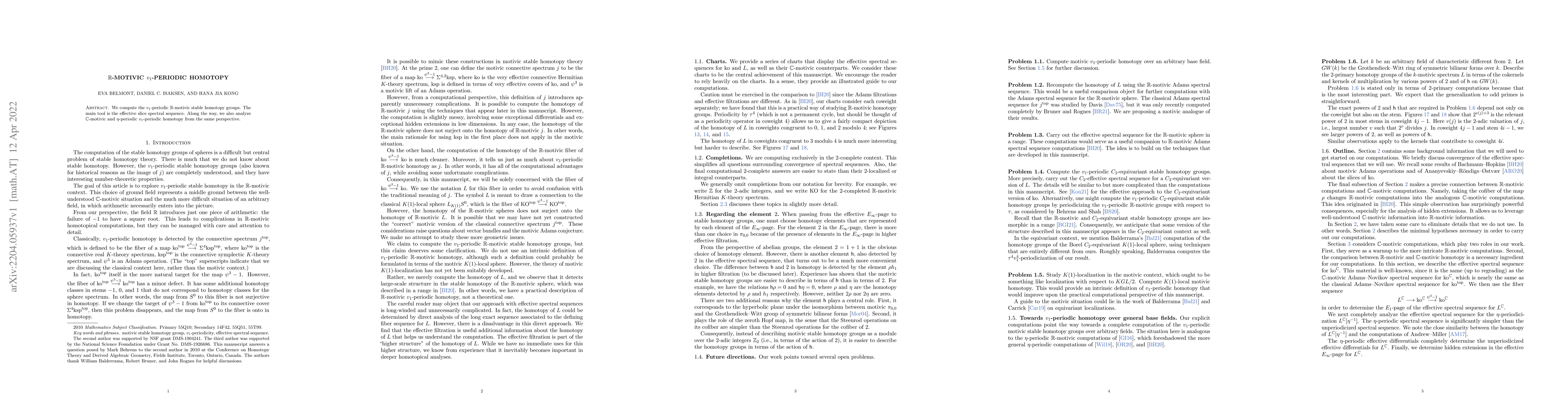 Thumbnail for $\mathbb{R}$-motivic $v_1$-periodic homotopy