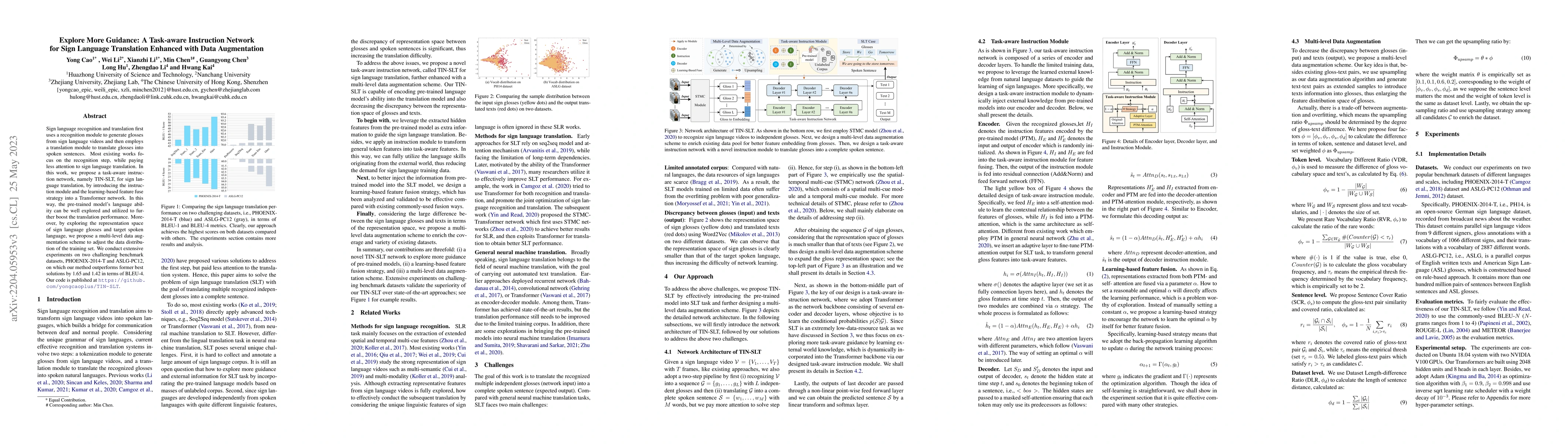 Thumbnail for Explore More Guidance: A Task-aware Instruction Network for Sign
  Language Translation Enhanced with Data Augmentation