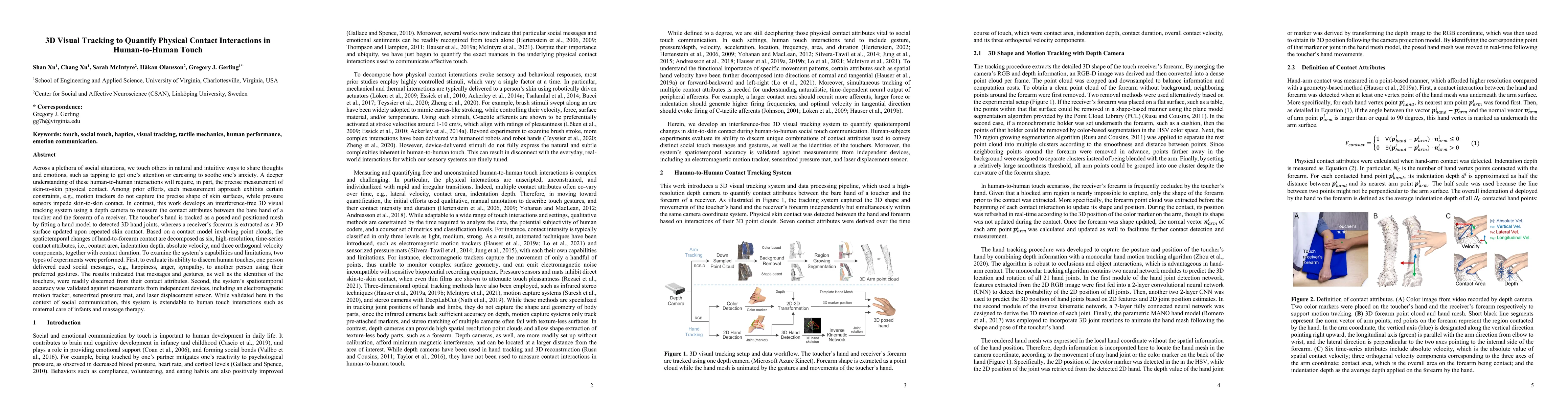 Thumbnail for 3D Visual Tracking to Quantify Physical Contact Interactions in
  Human-to-Human Touch