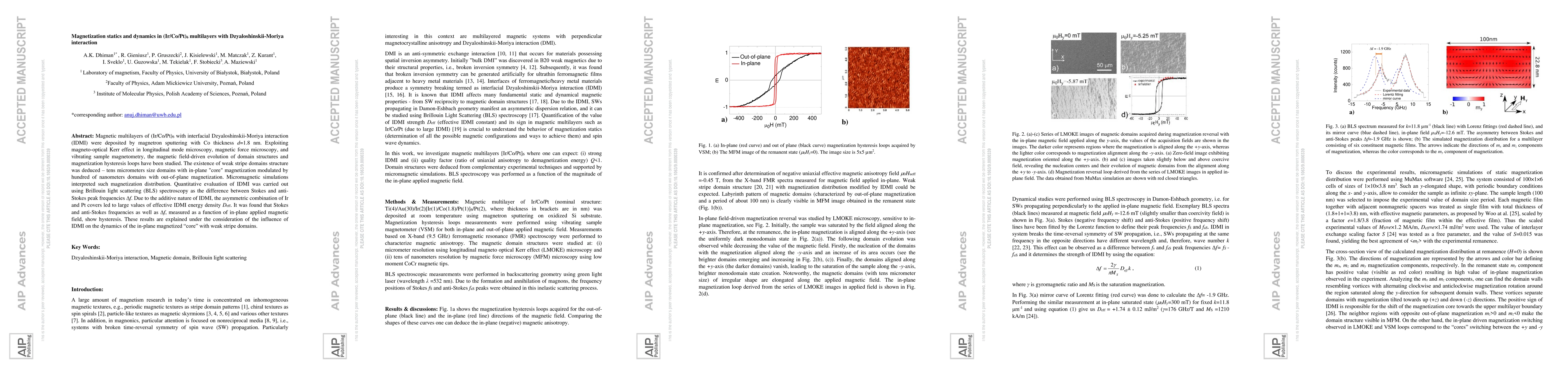 Thumbnail for Magnetization statics and dynamics in (Ir/Co/Pt)$_6$ multilayers with
  Dzyaloshinskii-Moriya interaction