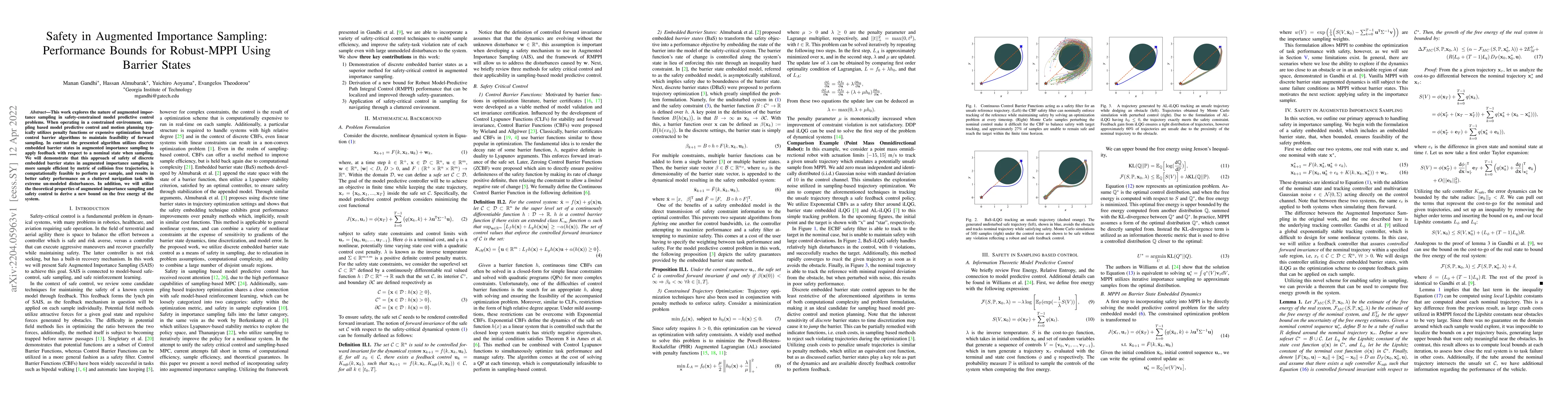 Thumbnail for Safety in Augmented Importance Sampling: Performance Bounds for Robust
  MPPI