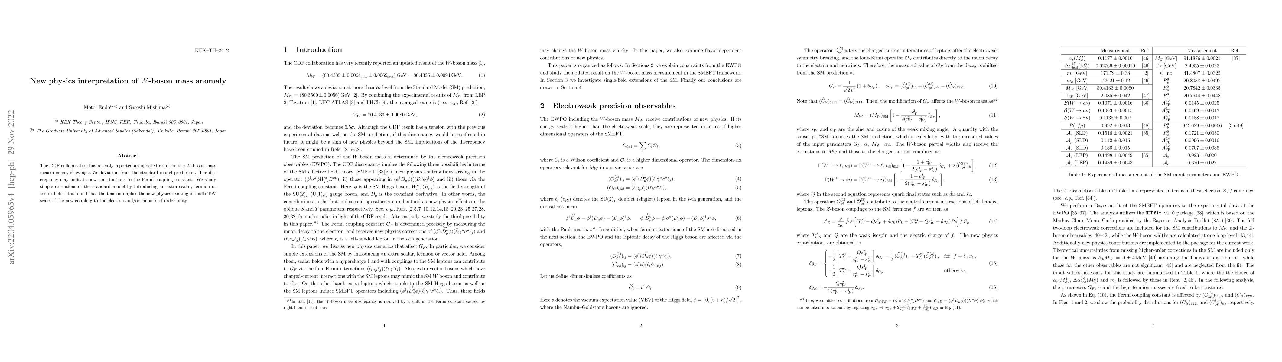 Thumbnail for New physics interpretation of $W$-boson mass anomaly