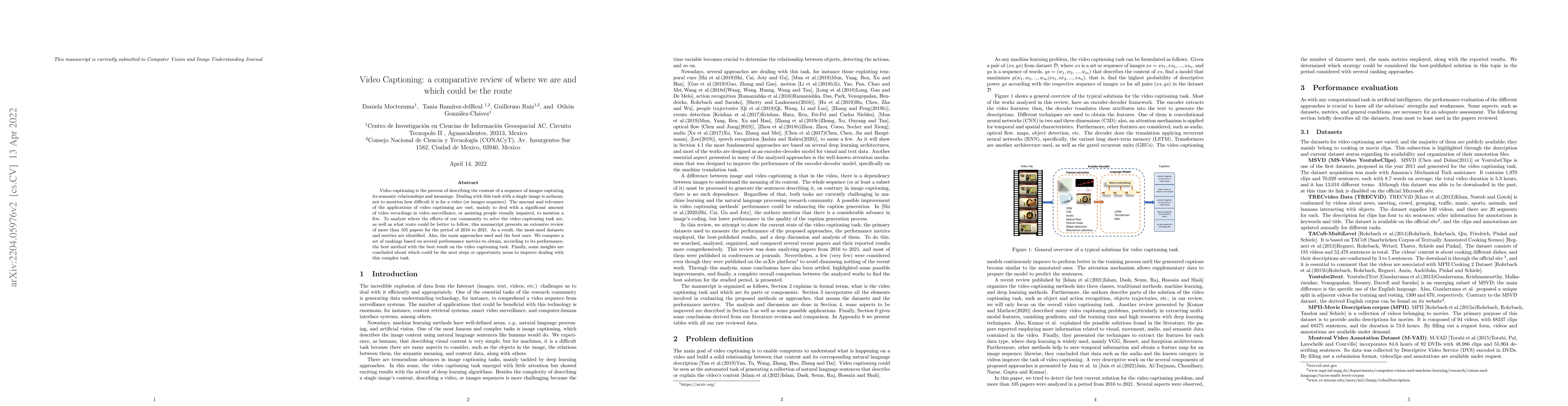 Thumbnail for Video Captioning: a comparative review of where we are and which could
  be the route