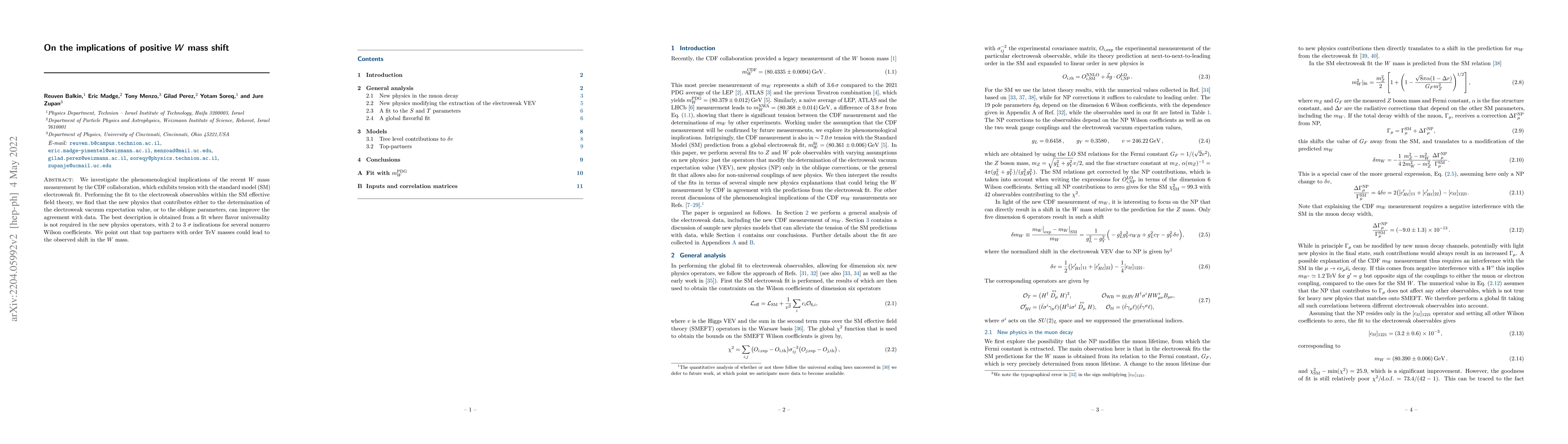 Thumbnail for On the implications of positive W mass shift