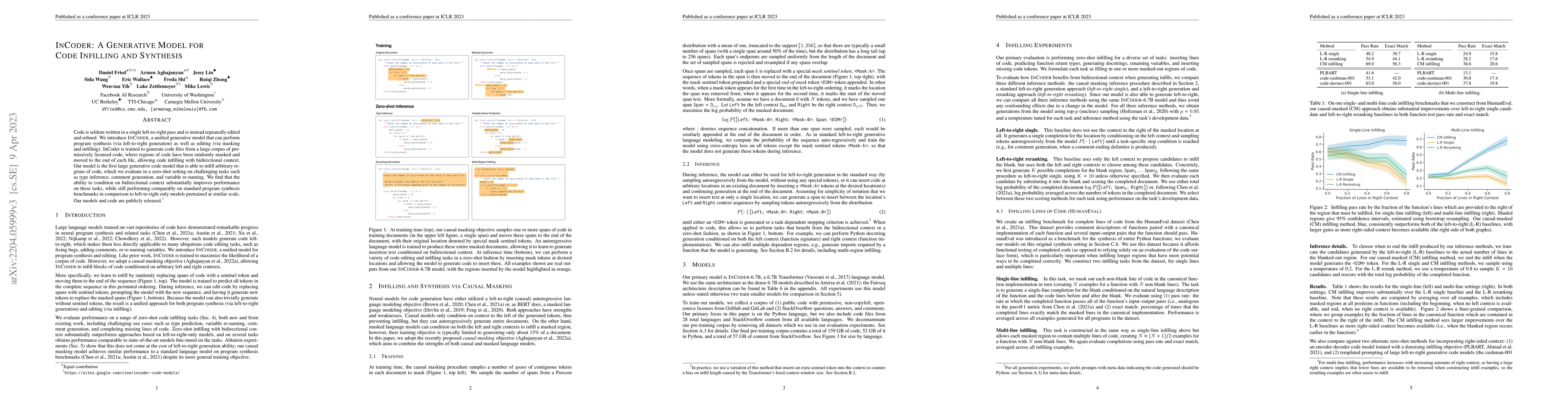 Thumbnail for InCoder: A Generative Model for Code Infilling and Synthesis