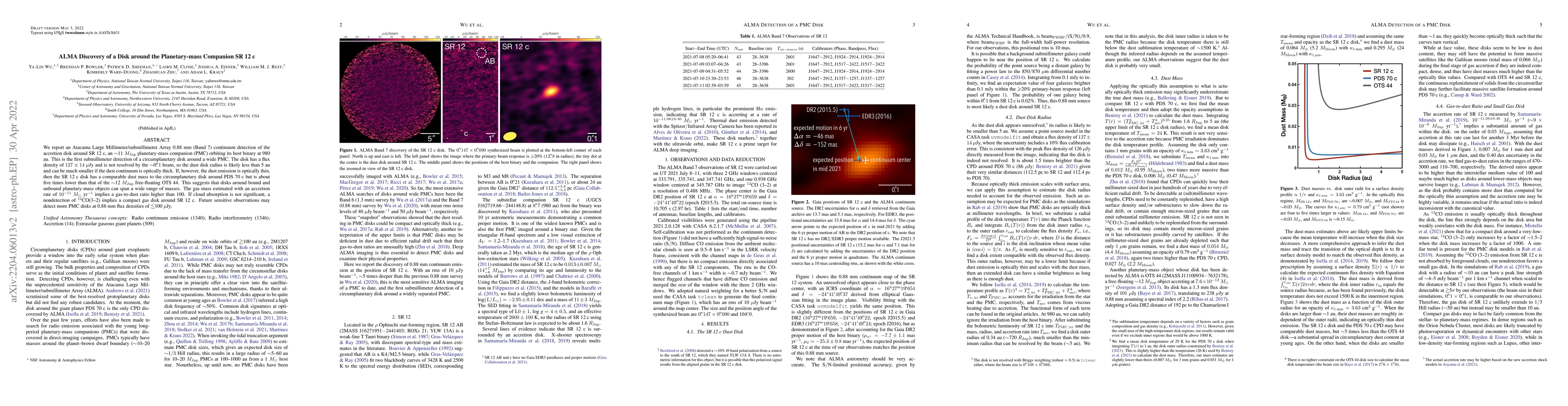 Thumbnail for ALMA Discovery of a Disk around the Planetary-mass Companion SR 12 c