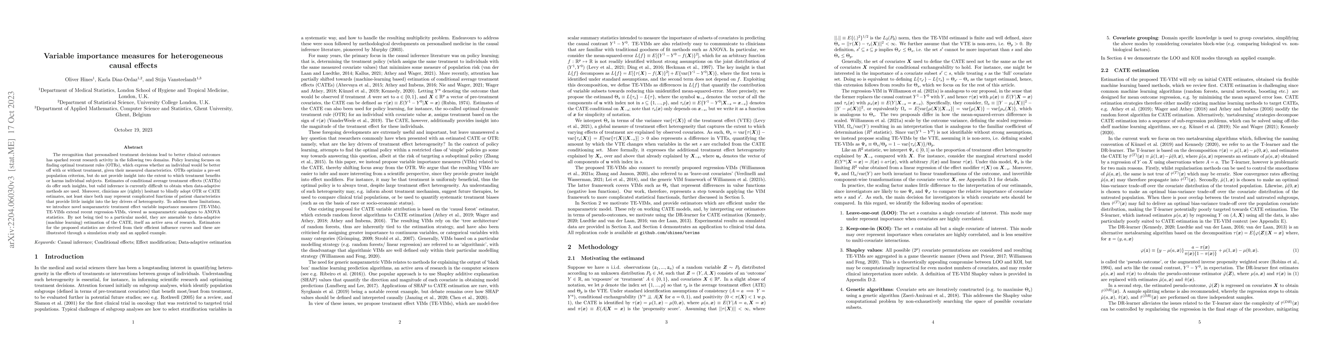 Thumbnail for Variable importance measures for heterogeneous causal effects