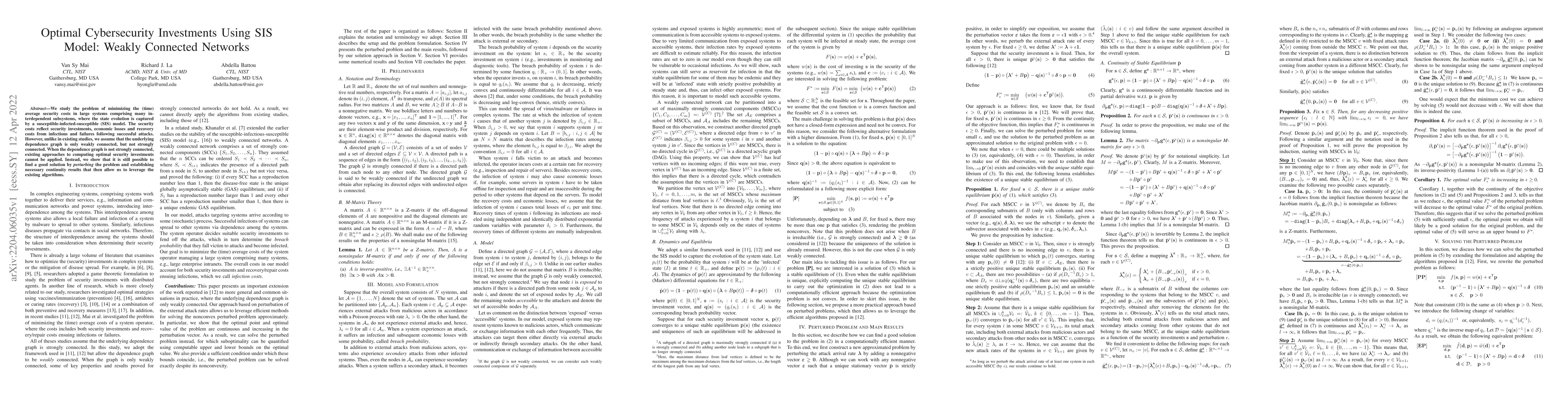 Thumbnail for Optimal Cybersecurity Investments Using SIS Model: Weakly Connected
  Networks
