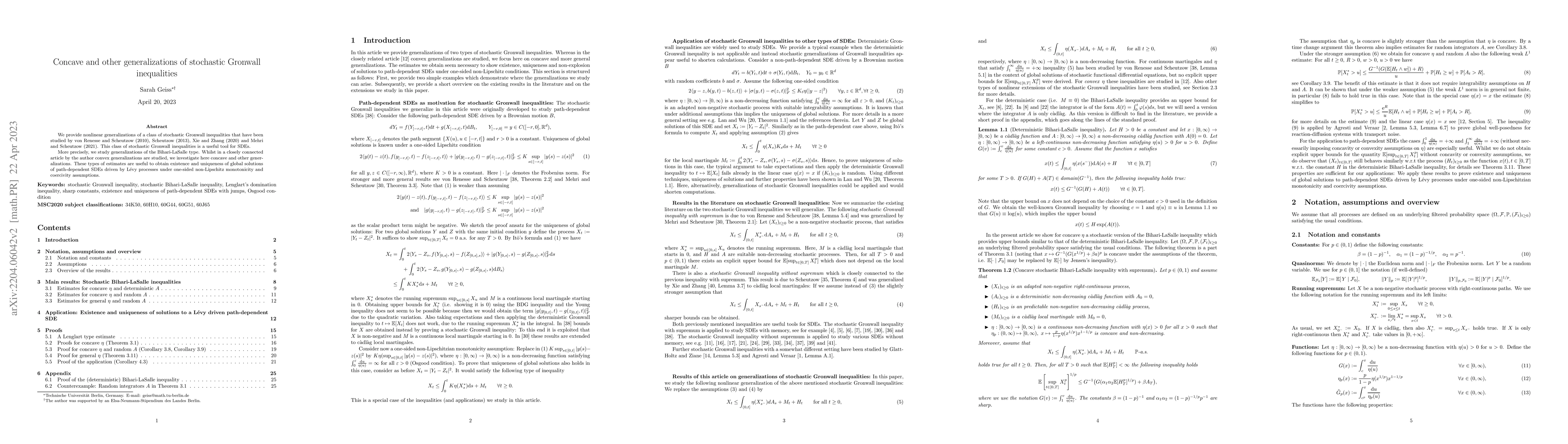 Thumbnail for Concave and other generalizations of stochastic Gronwall inequalities