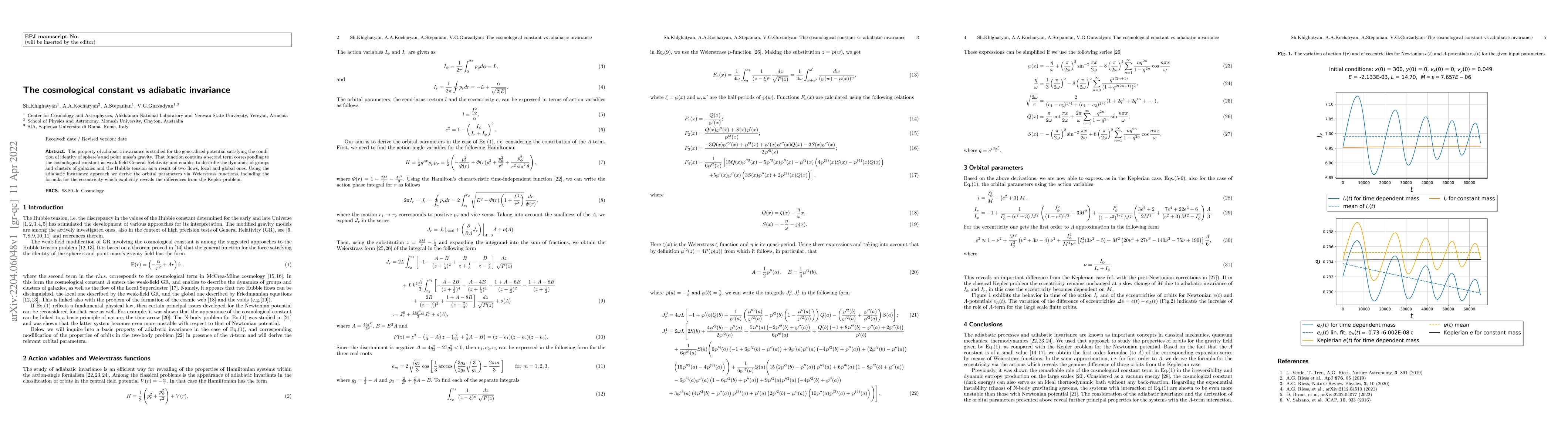 Thumbnail for The cosmological constant vs adiabatic invariance