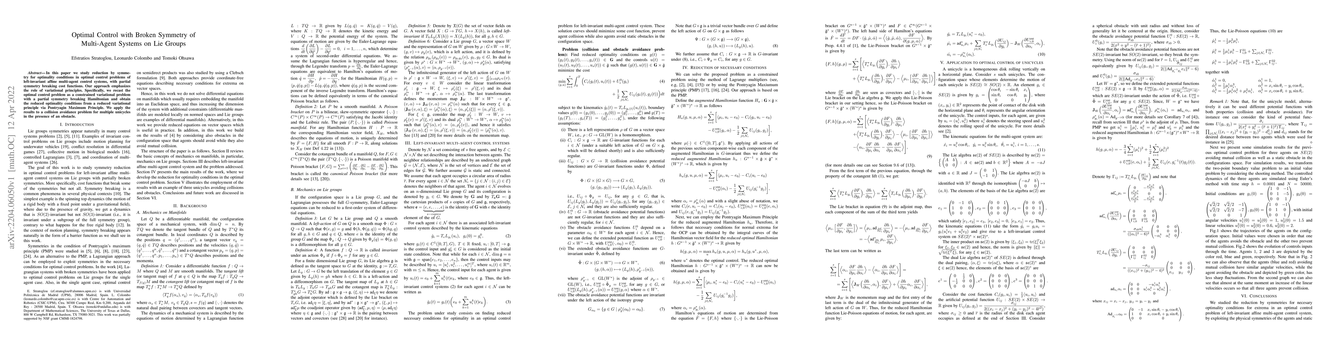 Thumbnail for Optimal Control with Broken Symmetry of Multi-Agent Systems on Lie
  Groups