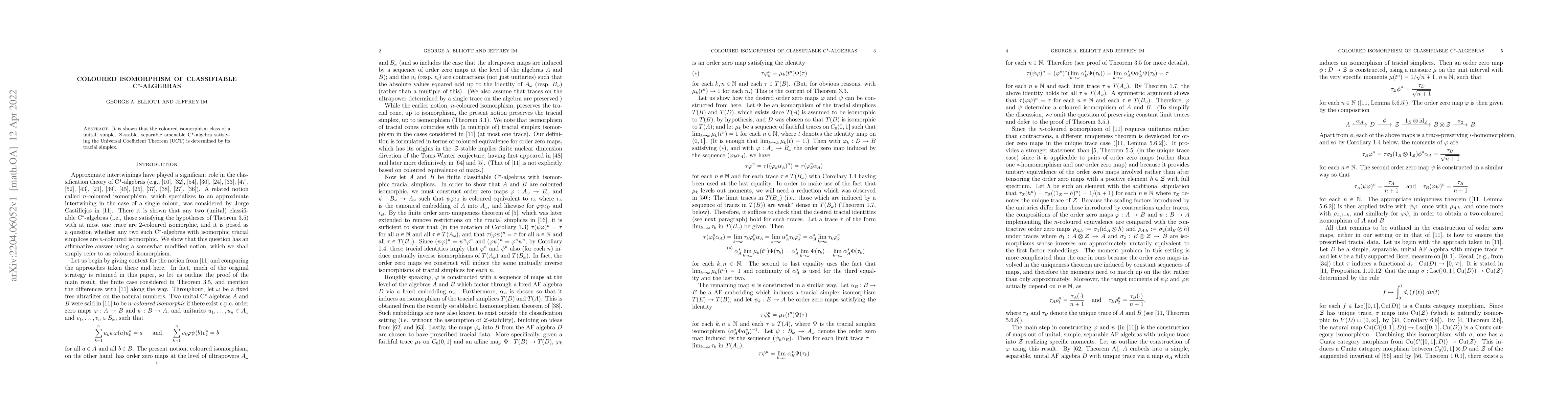 Thumbnail for Coloured Isomorphism of Classifiable C*-algebras