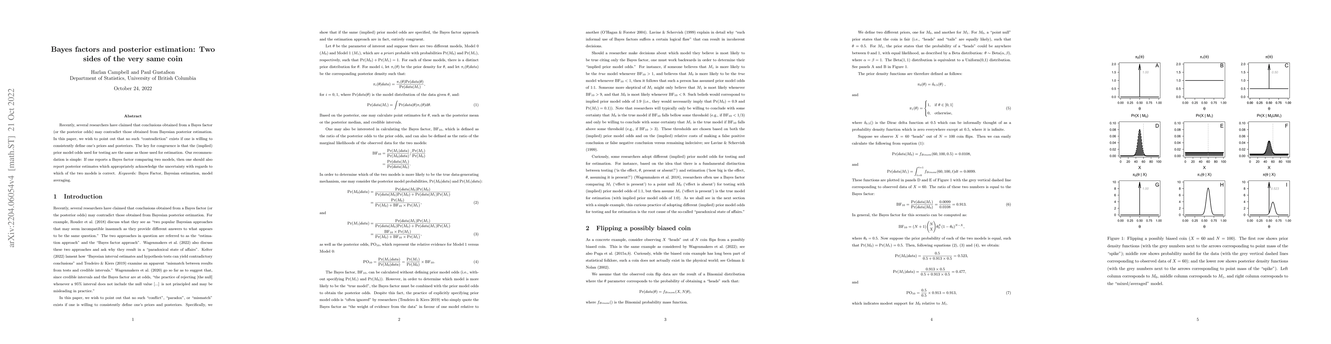 Thumbnail for Bayes factors and posterior estimation: Two sides of the very same coin