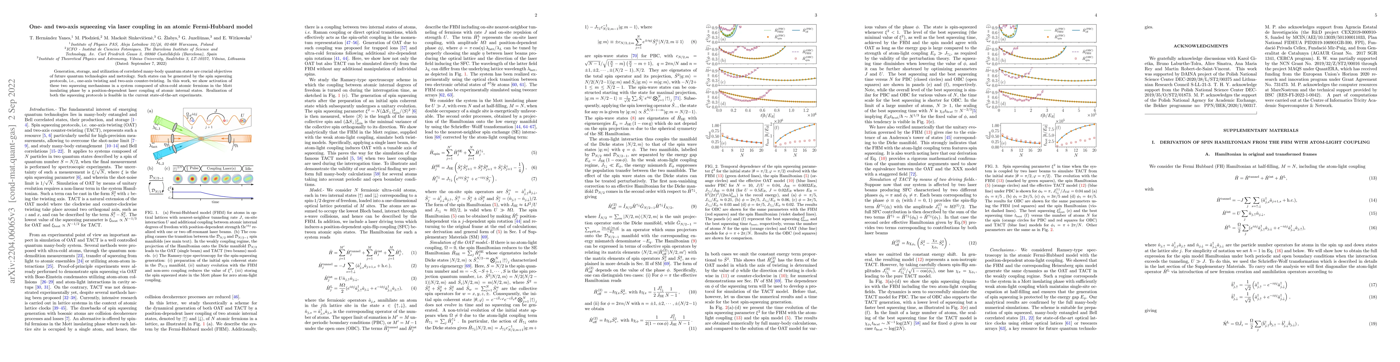 Thumbnail for One- and two-axis squeezing via laser coupling in an atomic
  Fermi-Hubbard model