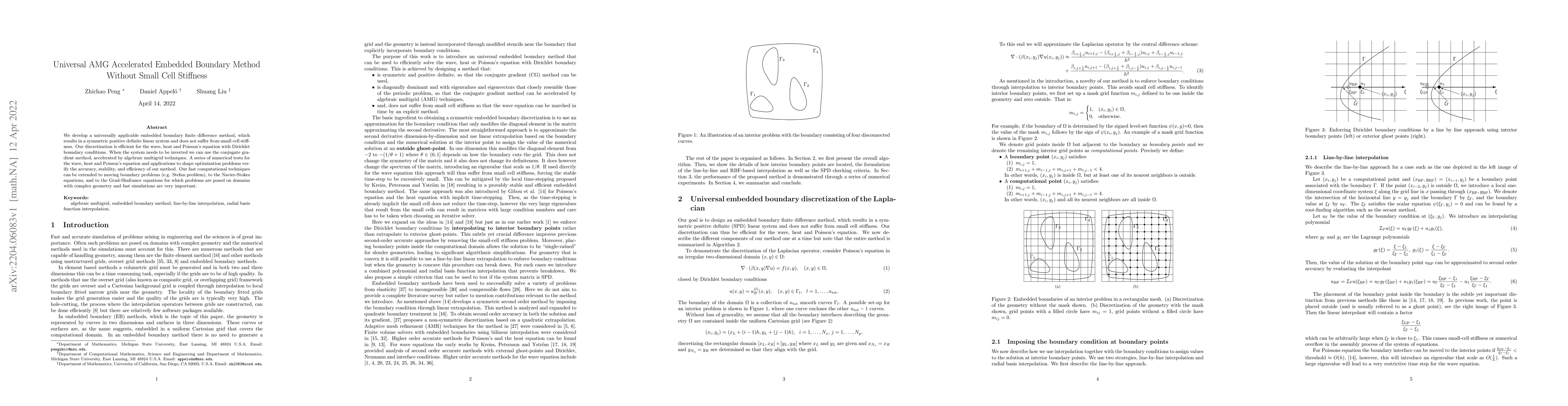 Thumbnail for Universal AMG Accelerated Embedded Boundary Method Without Small Cell
  Stiffness