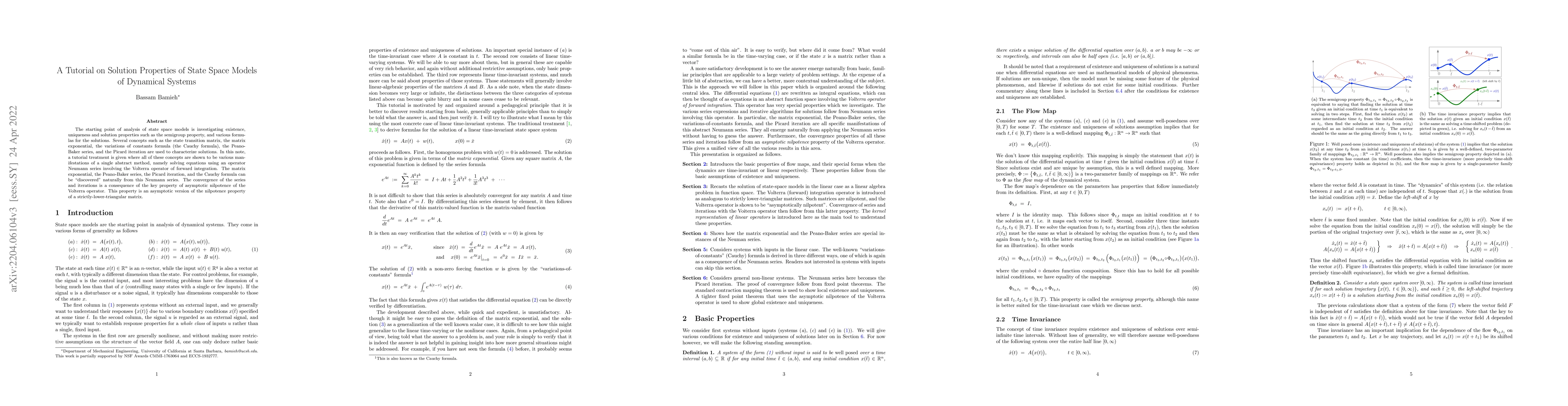 Thumbnail for A Tutorial on Solution Properties of State Space Models of Dynamical
  Systems