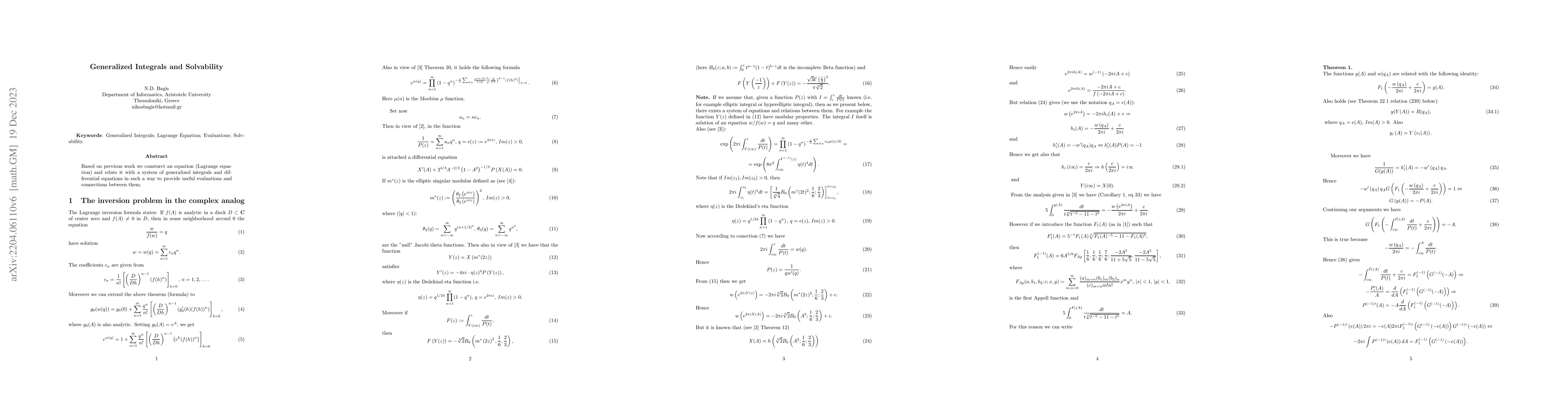 Thumbnail for Generalized Integrals and Solvability