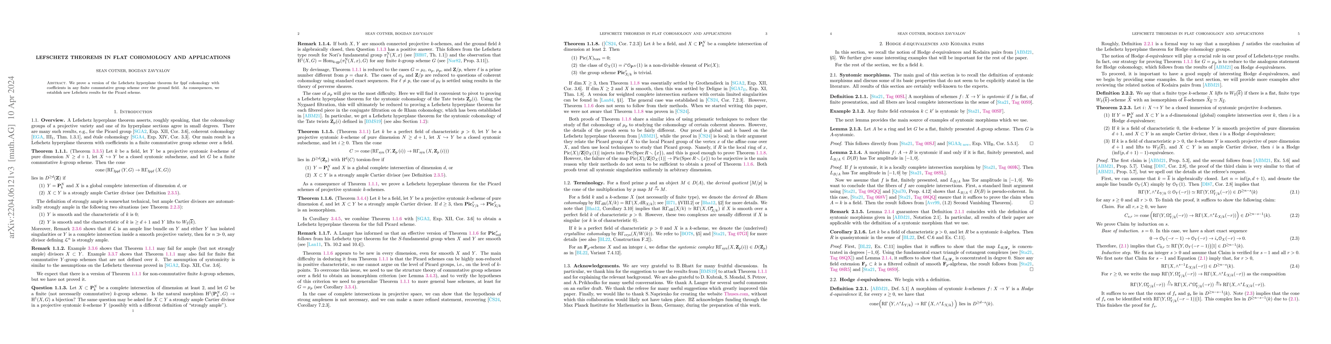 Thumbnail for Lefschetz theorems in flat cohomology and applications
