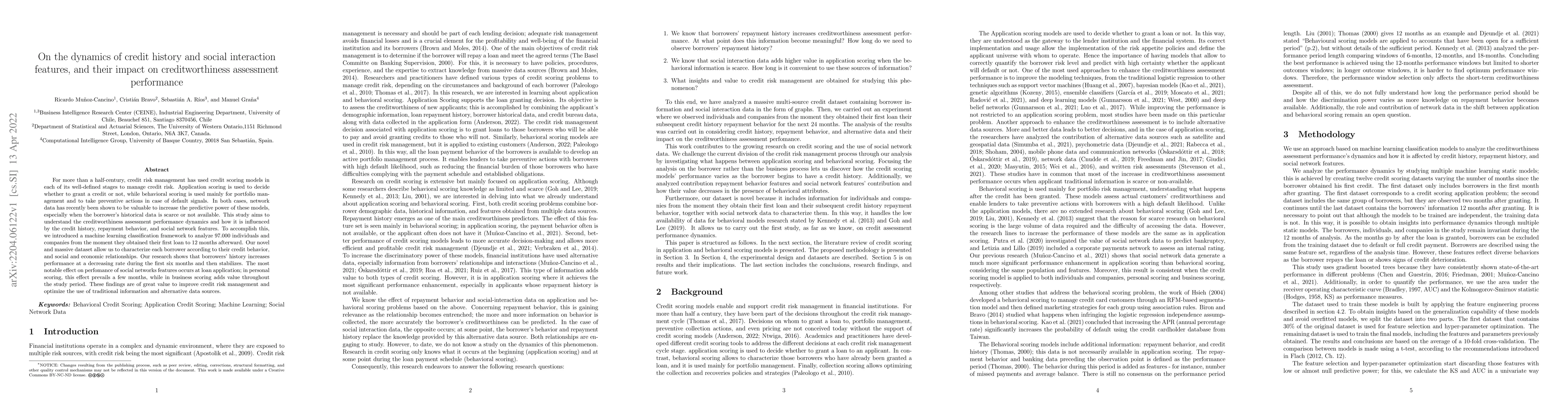 Thumbnail for On the dynamics of credit history and social interaction features, and
  their impact on creditworthiness assessment performance