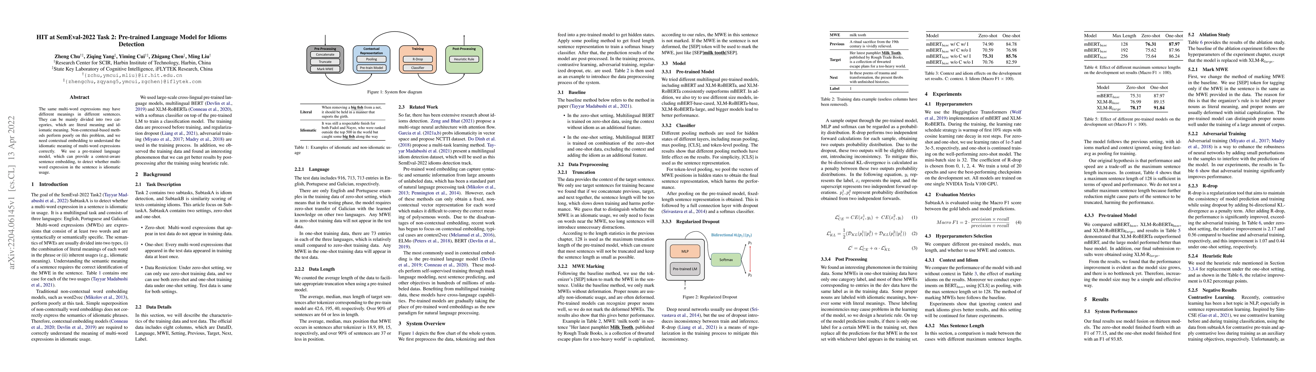 Thumbnail for HIT at SemEval-2022 Task 2: Pre-trained Language Model for Idioms
  Detection