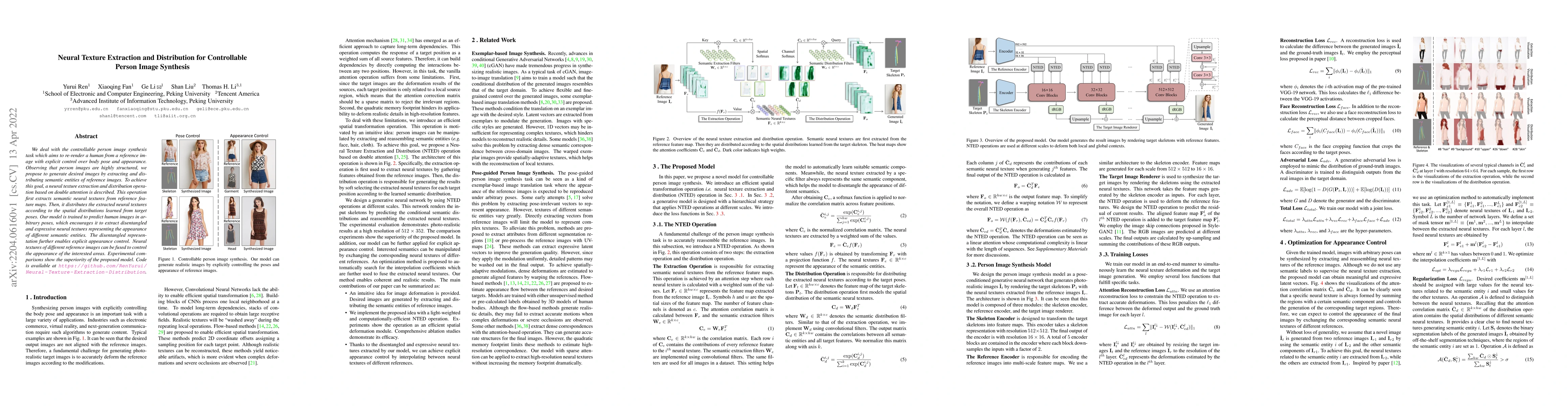 Thumbnail for Neural Texture Extraction and Distribution for Controllable Person Image
  Synthesis