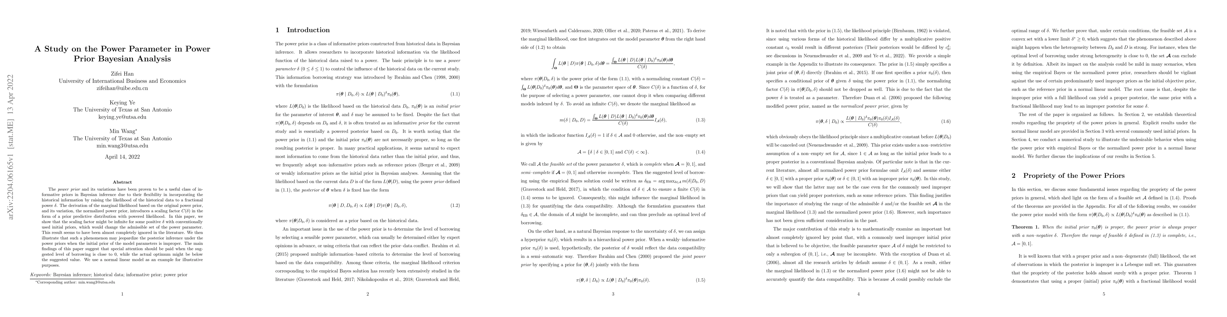 Thumbnail for A Study on the Power Parameter in Power Prior Bayesian Analysis