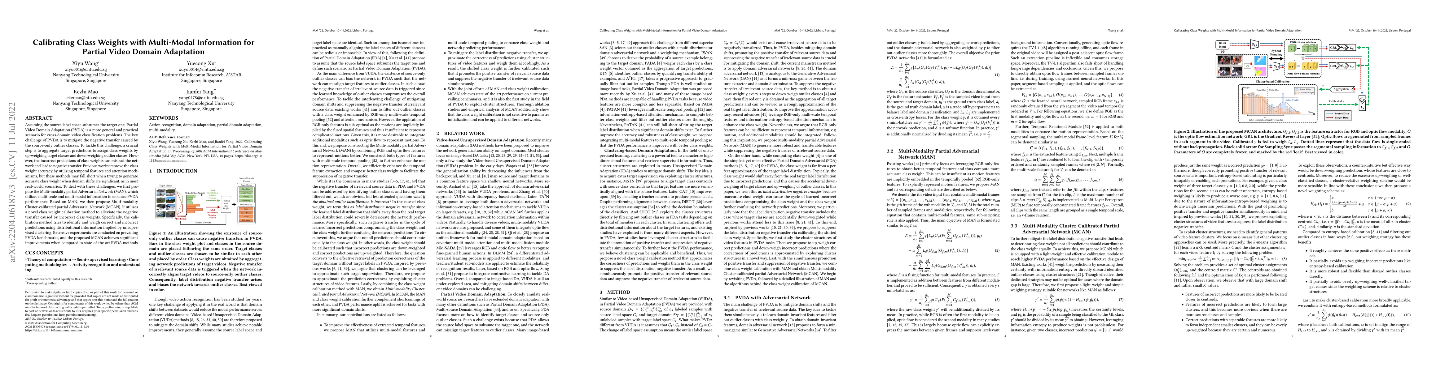 Thumbnail for Calibrating Class Weights with Multi-Modal Information for Partial Video
  Domain Adaptation