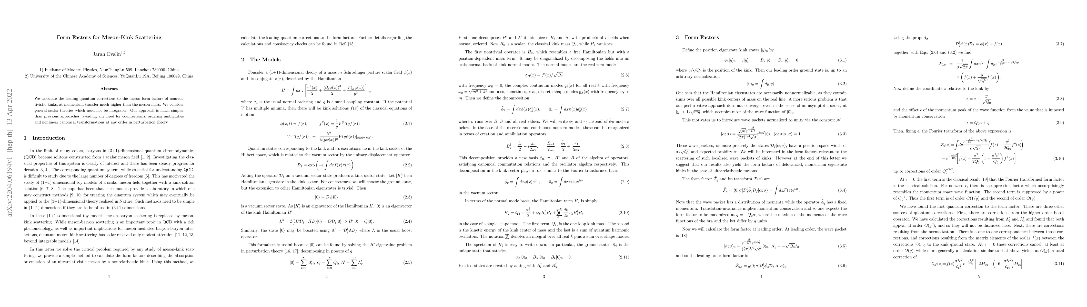 Thumbnail for Form Factors for Meson-Kink Scattering